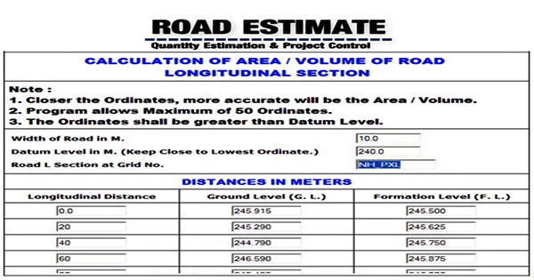 Road Estimated Software