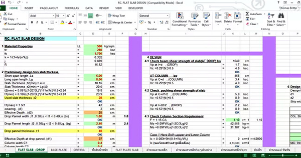 spreadsheet for reinforced flat slab design